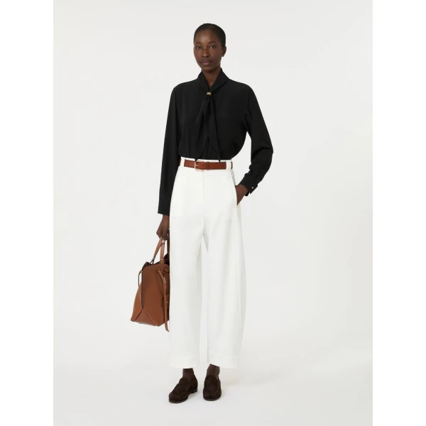 Max Mara Dry Silk Shirt with Scarf Detail in Black | Shirts | Coveti