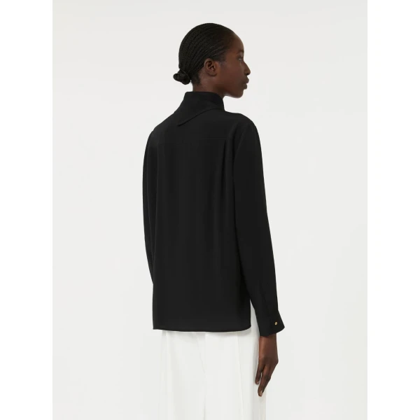 Max Mara Dry Silk Shirt with Scarf Detail in Black | Shirts | Coveti