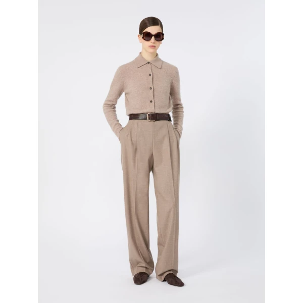 Max Mara Durante Cashmere Shirt-Cut Cardigan in Sand | Cardigan | Coveti