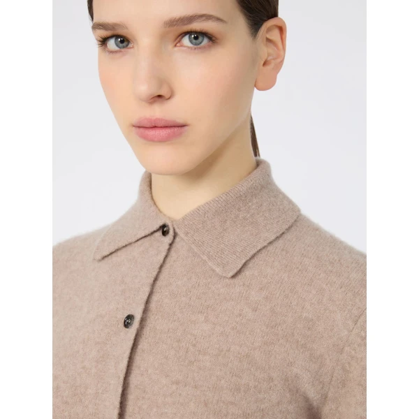 Max Mara Durante Cashmere Shirt-Cut Cardigan in Sand | Cardigan | Coveti