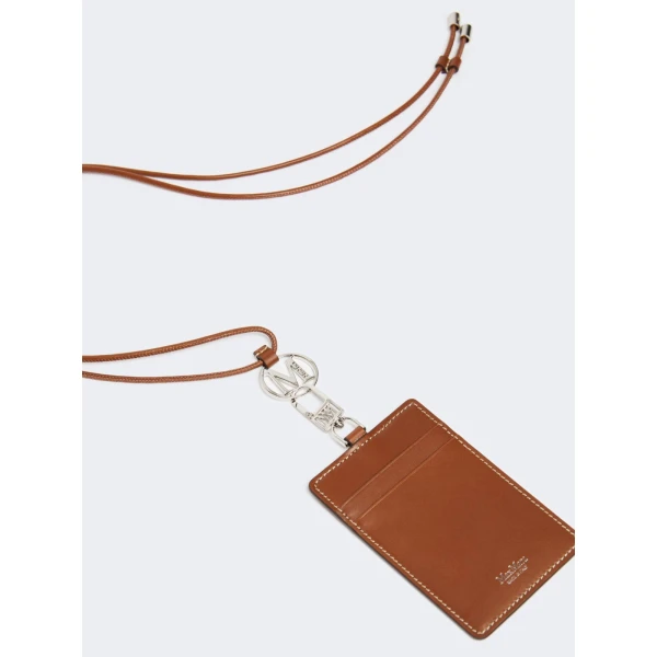 Max Mara Easyholder Leather Badge Holder in Amber Brown | Wallets & Purses | Coveti