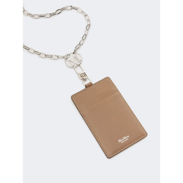 Max Mara Easyholder Leather Badge Holder in Mud | Wallets & Purses | Coveti