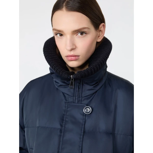 Max Mara Eburnea Technical Twill Down Jacket in Navy | Jackets | Coveti
