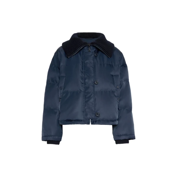 Max Mara Eburnea Technical Twill Down Jacket in Navy | Jackets | Coveti