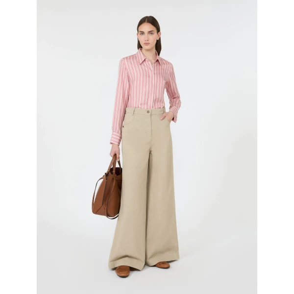 Max Mara Eccesso Stripe-Print Silk Shirt in Pink Red | Shirts | Coveti