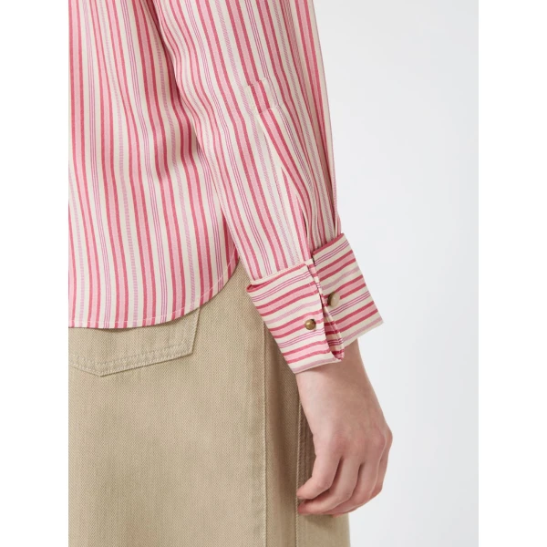 Max Mara Eccesso Stripe-Print Silk Shirt in Pink Red | Shirts | Coveti