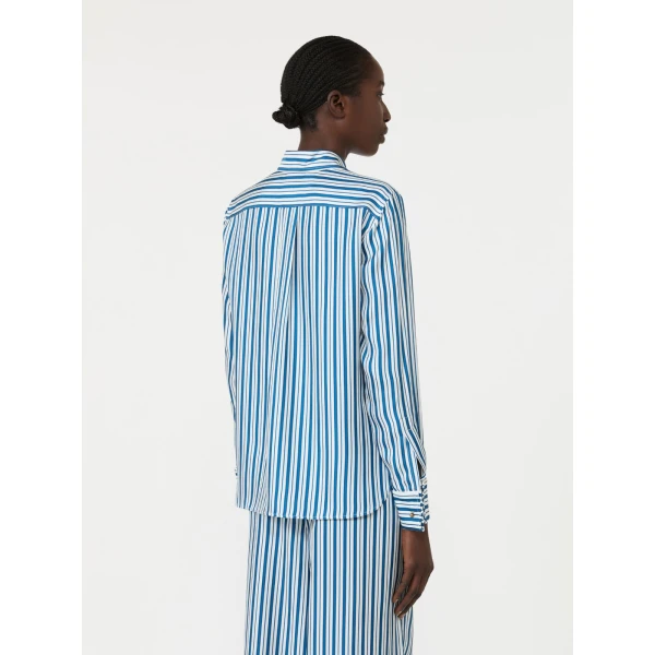 Max Mara Eccesso Stripe-Print Silk Shirt in Silk White | Shirts | Coveti