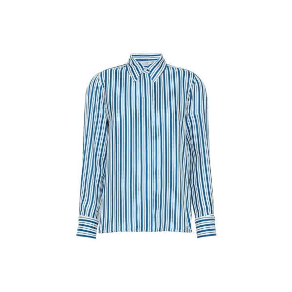 Eccesso Stripe-Print Silk Shirt in Silk White