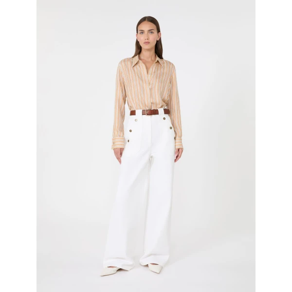 Max Mara Eccesso Stripe-Print Silk Shirt in Yellow | Shirts | Coveti