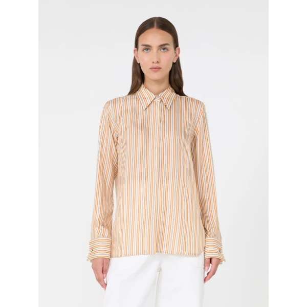 Max Mara Eccesso Stripe-Print Silk Shirt in Yellow | Shirts | Coveti