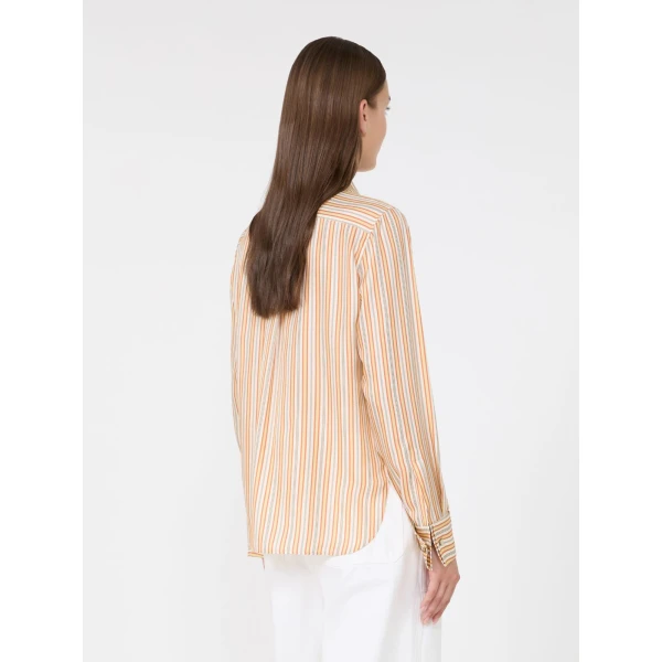 Max Mara Eccesso Stripe-Print Silk Shirt in Yellow | Shirts | Coveti