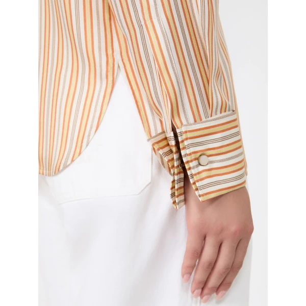 Max Mara Eccesso Stripe-Print Silk Shirt in Yellow | Shirts | Coveti