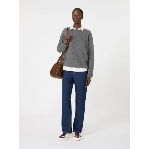 Max Mara Eco Wool and Cashmere Crew-Neck Jumper in Dark Grey | Sweaters | Coveti