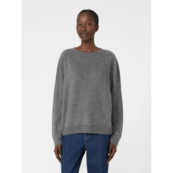 Max Mara Eco Wool and Cashmere Crew-Neck Jumper in Dark Grey | Sweaters | Coveti