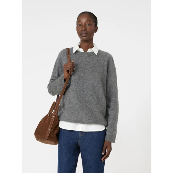 Max Mara Eco Wool and Cashmere Crew-Neck Jumper in Dark Grey | Sweaters | Coveti