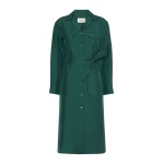 Max Mara Edile Silk Shirt Dress in Dark Green | Shirtdress | Coveti