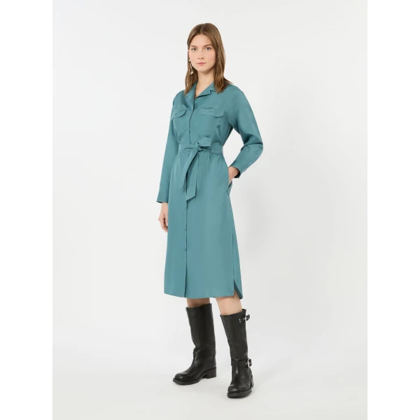 Max Mara Edile Silk Shirt Dress in Light Blue | Shirtdress | Coveti