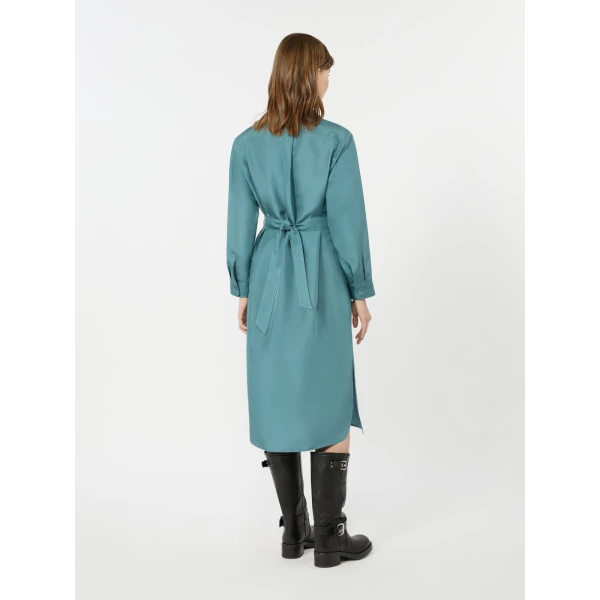 Max Mara Edile Silk Shirt Dress in Light Blue | Shirtdress | Coveti