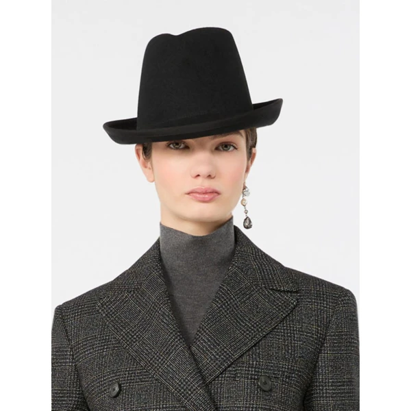 Max Mara Edile Wool Felt Hat in Medium Grey | Hats | Coveti