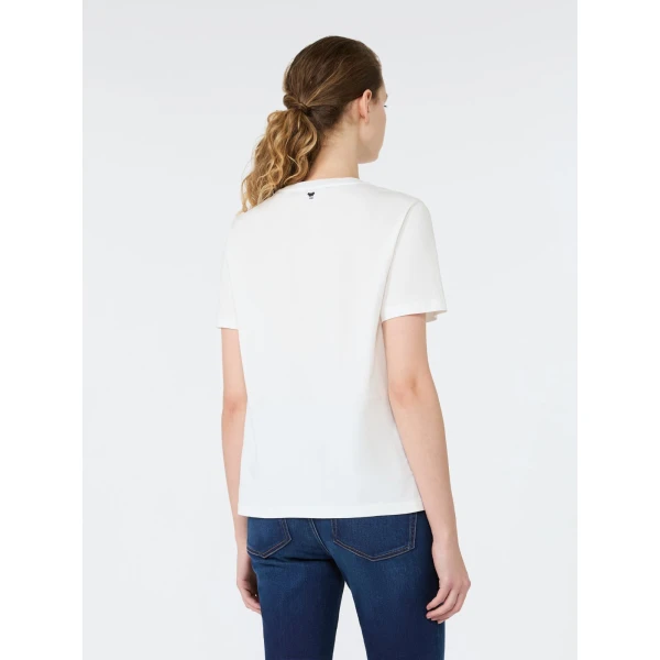 Max Mara Edison Printed Cotton T-Shirt in White | T-shirts | Coveti