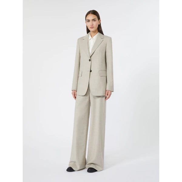 Max Mara Edito Single-Breasted Wool Flannel Blazer in Beige | Blazers | Coveti