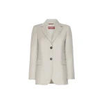 Max Mara Edito Single-Breasted Wool Flannel Blazer in Beige | Blazers | Coveti
