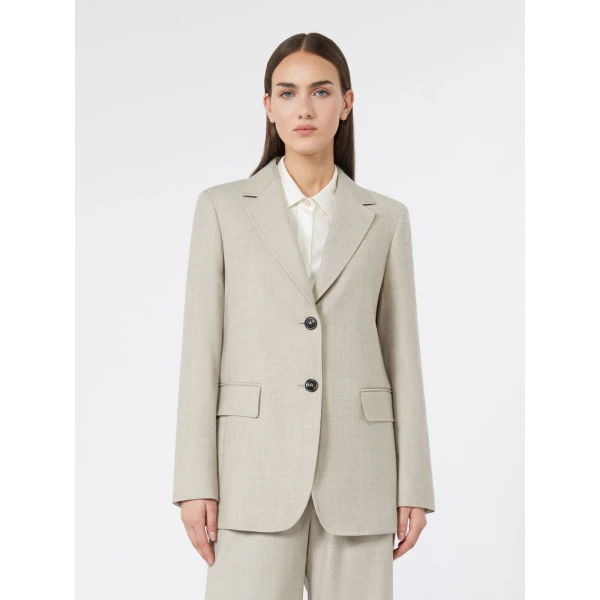 Max Mara Edito Single-Breasted Wool Flannel Blazer in Beige | Blazers | Coveti