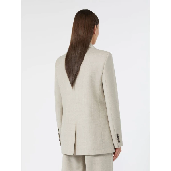 Max Mara Edito Single-Breasted Wool Flannel Blazer in Beige | Blazers | Coveti