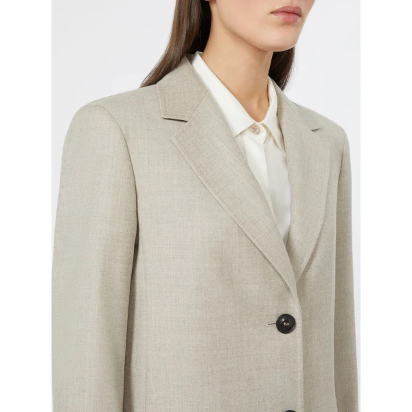 Max Mara Edito Single-Breasted Wool Flannel Blazer in Beige | Blazers | Coveti