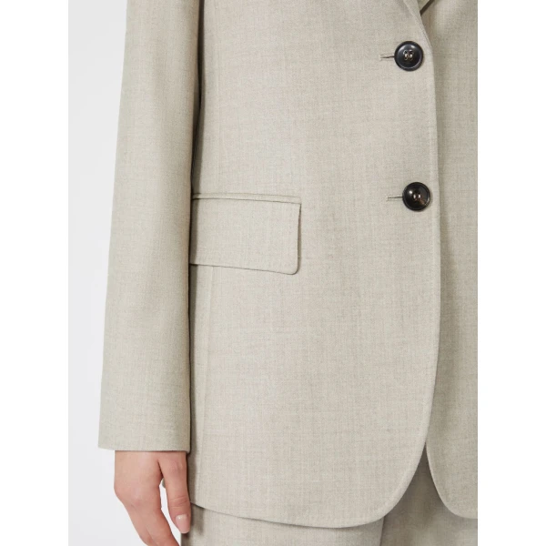 Max Mara Edito Single-Breasted Wool Flannel Blazer in Beige | Blazers | Coveti