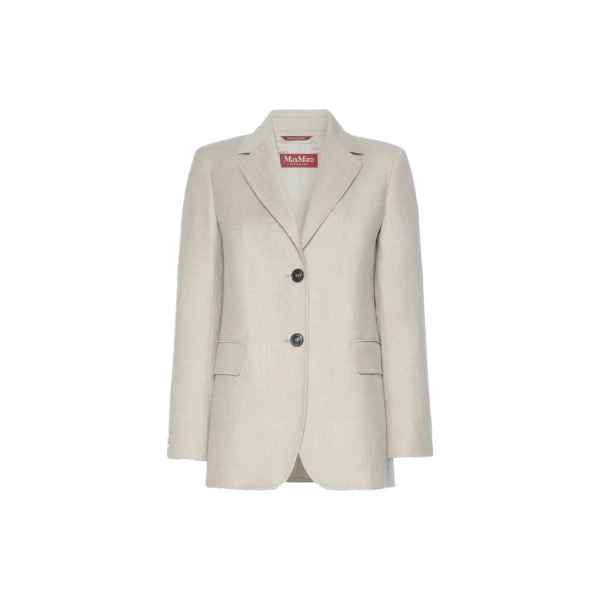 Max Mara Edito Single-Breasted Wool Flannel Blazer in Beige | Blazers | Coveti