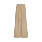 Max Mara Editto Wide Leg Cotton Drill Trousers in Beige | Wide leg pants | Coveti