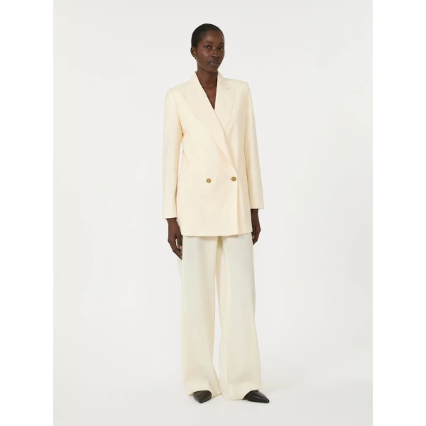 Max Mara Editto Wool Trousers with Belt in Ivory | Wide leg pants | Coveti