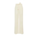 Max Mara Editto Wool Trousers with Belt in Ivory | Wide leg pants | Coveti