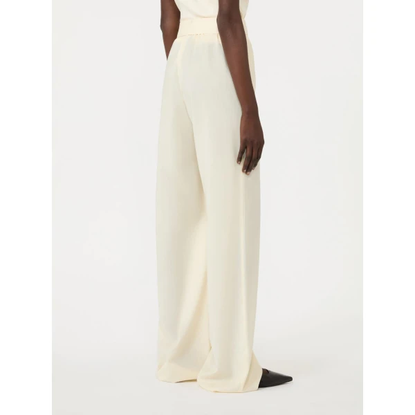 Max Mara Editto Wool Trousers with Belt in Ivory | Wide leg pants | Coveti