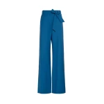 Max Mara Editto Wool Trousers with Belt in Navy | Wide leg pants | Coveti