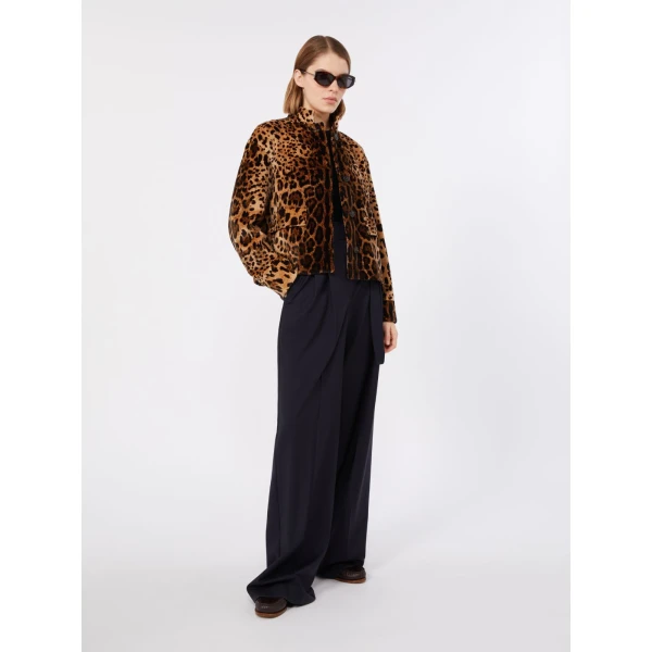 Max Mara Edro Printed Velvet Boxy Jacket in Brown | Blazers | Coveti