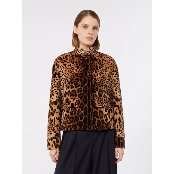Max Mara Edro Printed Velvet Boxy Jacket in Brown | Blazers | Coveti