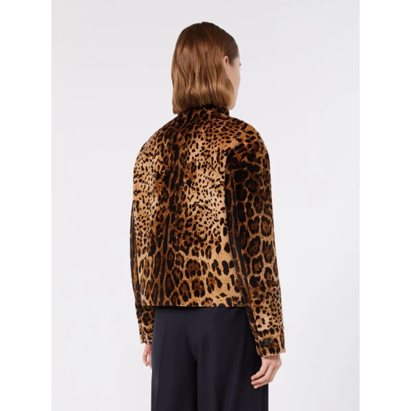 Max Mara Edro Printed Velvet Boxy Jacket in Brown | Blazers | Coveti