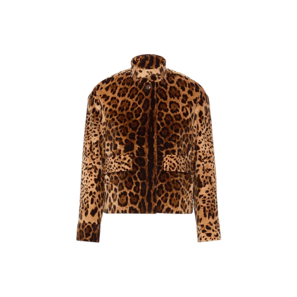 Max Mara Edro Printed Velvet Boxy Jacket in Brown | Blazers | Coveti