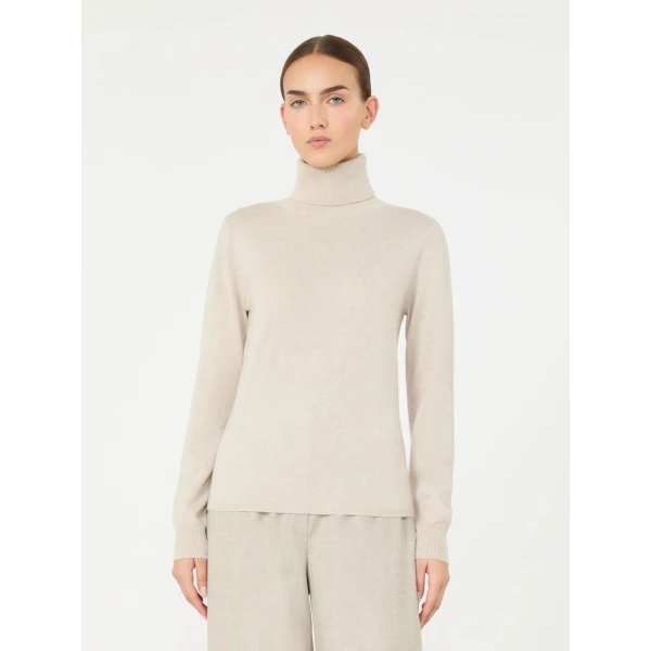 Max Mara Educata Wool and Cashmere Turtleneck Sweater in Beige | Turtlenecks | Coveti