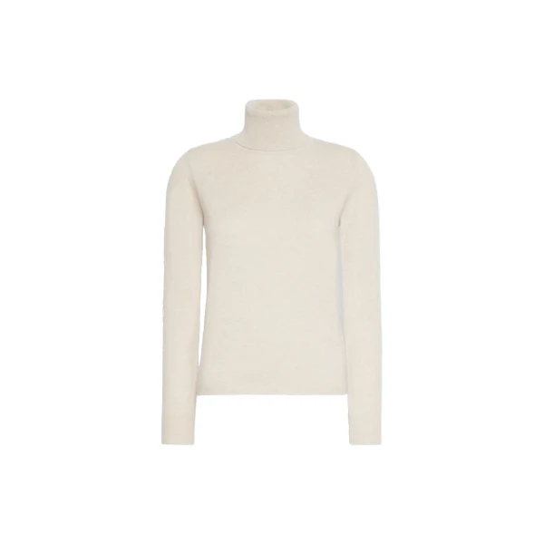 Educata Wool and Cashmere Turtleneck Sweater in Beige