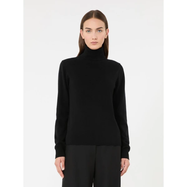 Max Mara Educata Wool and Cashmere Turtleneck Sweater in Black | Turtlenecks | Coveti