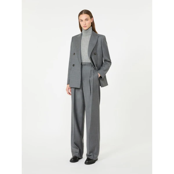 Max Mara Educata Wool and Cashmere Turtleneck Sweater in Medium Grey | Turtlenecks | Coveti