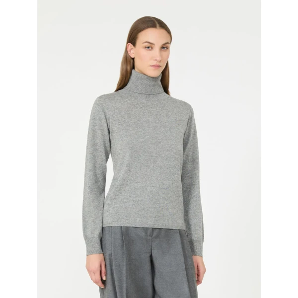 Max Mara Educata Wool and Cashmere Turtleneck Sweater in Medium Grey | Turtlenecks | Coveti
