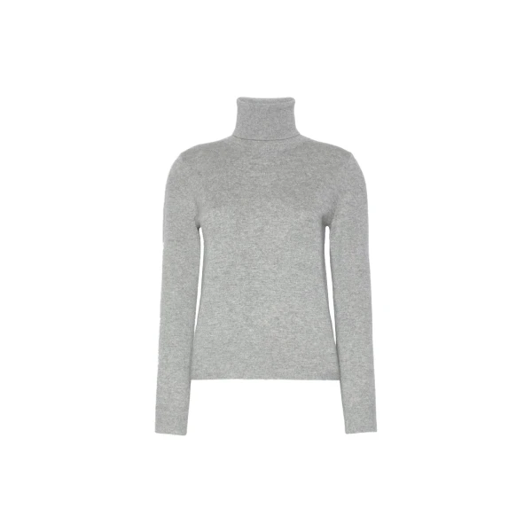 Max Mara Educata Wool and Cashmere Turtleneck Sweater in Medium Grey | Turtlenecks | Coveti