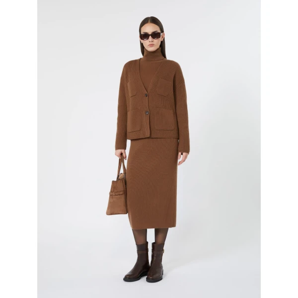 Max Mara Educata Wool and Cashmere Turtleneck Sweater in Tobacco | Turtlenecks | Coveti