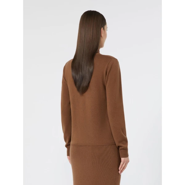 Max Mara Educata Wool and Cashmere Turtleneck Sweater in Tobacco | Turtlenecks | Coveti