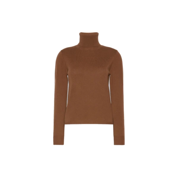Max Mara Educata Wool and Cashmere Turtleneck Sweater in Tobacco | Turtlenecks | Coveti