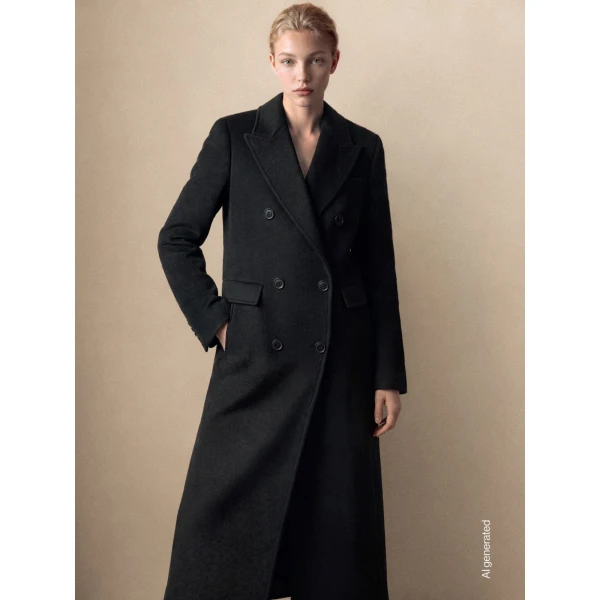 Max Mara Effige Double-Breasted Tuxedo Wool Coat in Black | Wool Coat | Coveti